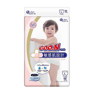 Підгузки Goon Plus 9-14 кг L на липучках унісекс 54 шт./уп.