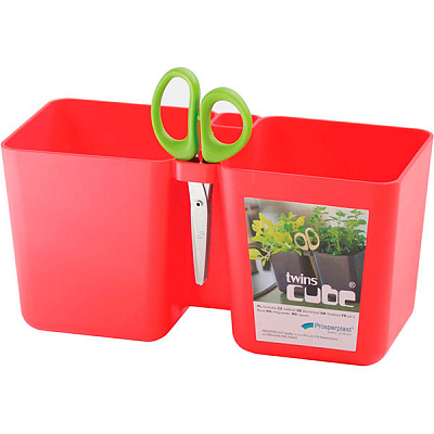 Горщик пластиковий Prosperplast Cube прямокутний 2,5л кораловий (19509-1788)