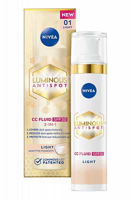 Флюїд для обличчя Nivea тонувальний LUMINOUS630® 3 в 1 світлий SPF 30 40 мл