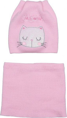 Шапочка дитяча для дівчинки Luna Kids р.50 бузковий із рожевим 2093к