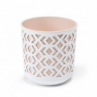 Кашпо пластиковое Ламела Ацтек 140 круглый 1,5 л бежево-белый (LA790-46) 