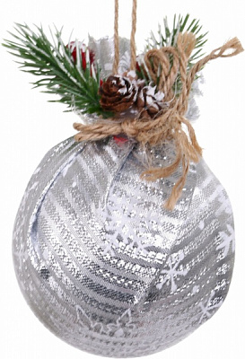 Декоративная подвеска Шар с декором 8 см белый MD2174