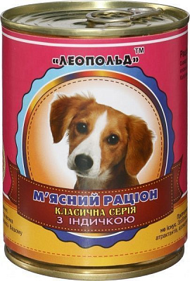 Консерва Леопольд для собак Мясной рацион с индюшкой 360 г