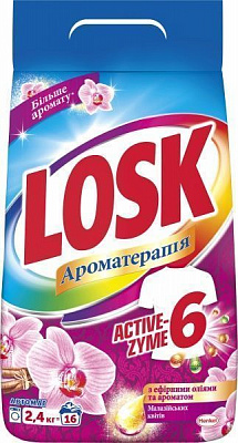 Стиральный порошок для машинной и ручной стирки Losk аромат Малайзийских цветов 16 циклов 2,4 кг