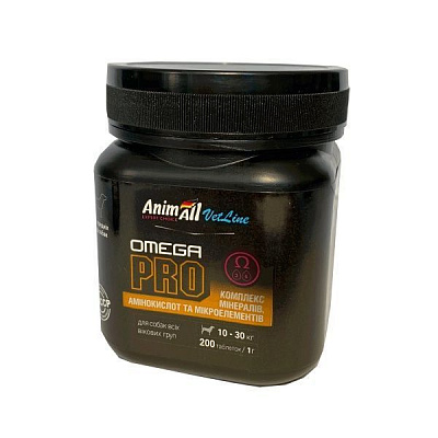 Витаминно-минеральный комплекс Animall Vetline Omega PRO для собак средних пород 200 табл./1 г