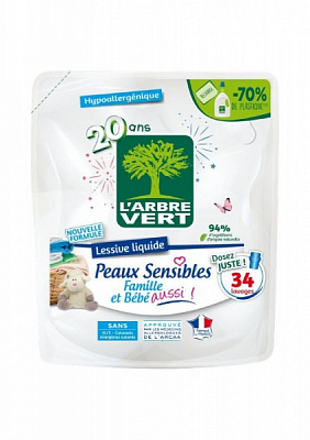 Жидкое средство для машинной стирки Larbre Vert Чувствительная кожа (Запасной блок) 1,53 л