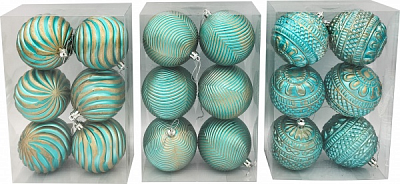 Набор елочных шаров Контурная зелено-золотой d80 мм 6 шт./уп.