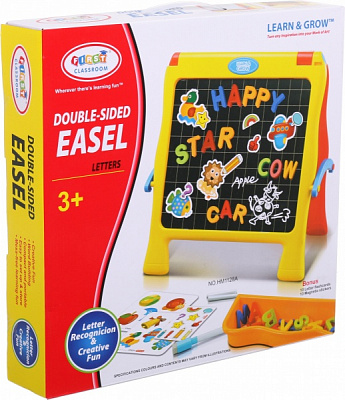 Мольберт двосторонній Huamei магнітний 41х40х7.7 см з набором жовтий HM1128A