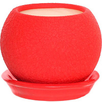 Горшок керамический Ориана-Запорожкерамика Шар шелк круглый 0,4л красный 