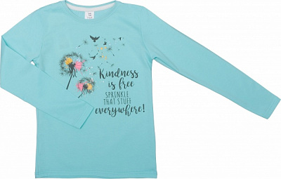 Футболка для дівчаток Luna Kids з принтом Kindness is free р.158 ментоловий