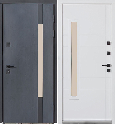 Дверь входная Булат Термо Хаус 705 темный антрацит / белый атласный 2050x950 мм левая