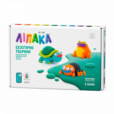 Набор пластилина Lipaka самозатвердевающего - Тарантул, Черепаха, Оранжевая лягушка 60050-UA01