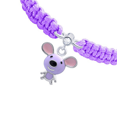 Браслет плетеный UMa&UMi Мышонок фиолетовый