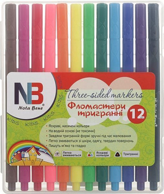 Фломастери тригранні 12 штук Nota Bene