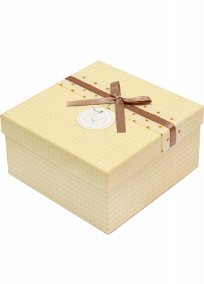 Коробка подарочная квадратная клетка бежевая 19,5х19,5х9,5 см