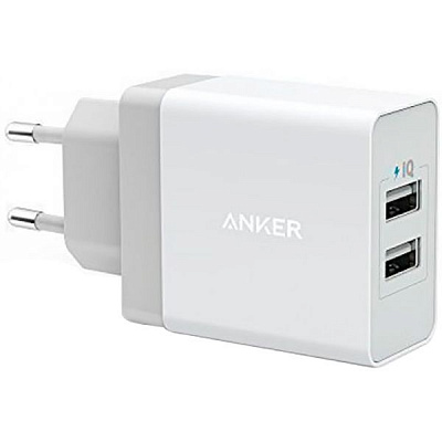 Зарядное устройство Anker USB Wall Charger PowerPort2 24W/4.8A+Micro USB cable V3 White (B2021L21)