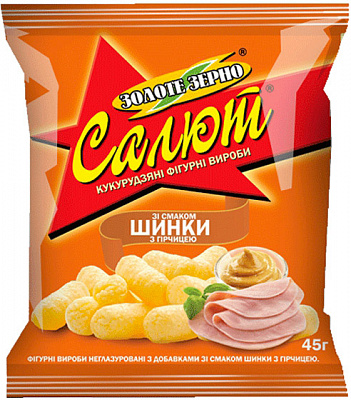 Палочки кукурузные Золоте зерно ветчина с горчицей Салют 45 г 4820017293099
