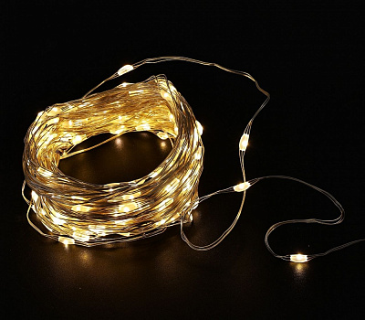 Электрогирлянда линейная роса теплая белая светодиодная (LED) 200 ламп 20 м (QC6004)