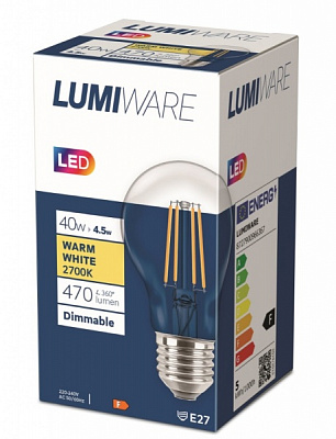 Лампа светодиодная Philips Lumiware A60 4,5 Вт E27 2700 К 220 В прозрачная 929001993462 