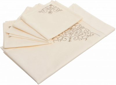 Набор Cynthia ранер 45x150 см и 4 салфетки 40x40 см кремовый 