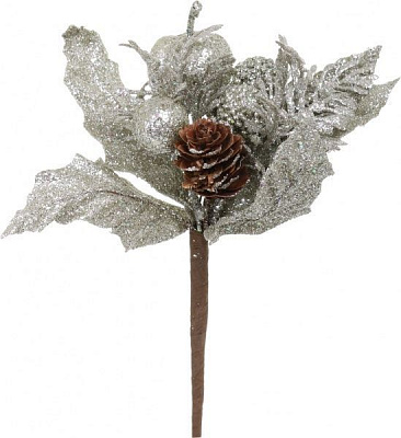 Декорация новогодняя Пучок с листочками на стике 17 см EPI-EYK6-434 