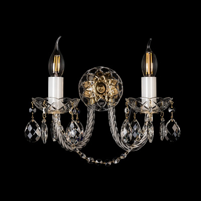 Бра ArtGlass 2x40 Вт E14 латунь/кришталь E 0013/02/20 CL