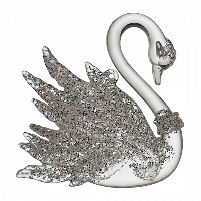 Прикраса новорічна MIS LT Лебідь 12 см прозорий із білим