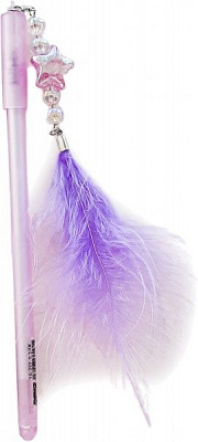 Ручка гелевая Лідер Канц Перо марабу звездочка на подвеске синий 200 