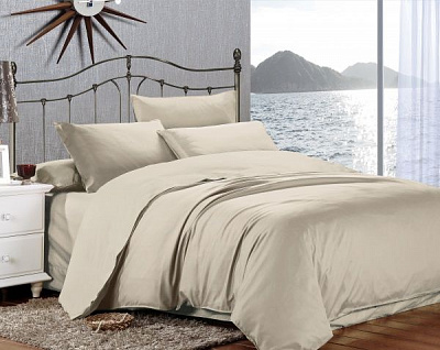 Комплект постельного белья Люкс евро бежевый Home Line 