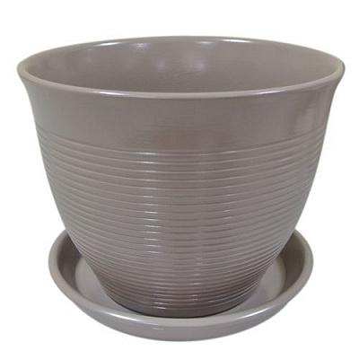 Горшок керамический Ориана-Запорожкерамика Кедр №2 резной круглый 2,2л аметист 