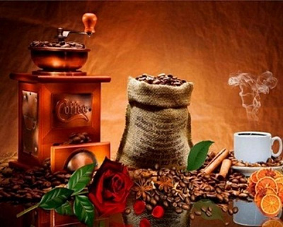 Картина стразами на підрамнику Натюрморт з кавою 40x50 см 188634 Діамантові ручки