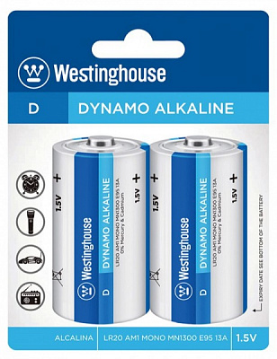 Батарейки Westinghouse Dynamo Alkaline D (R20, 373) 2 шт. (LR20-BP2)