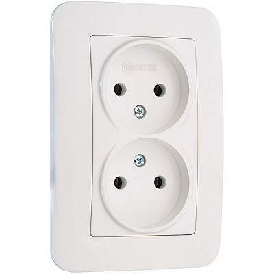 Розетка двойная без заземления Makel Lillium Natural белый 55017