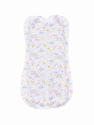 Пеленка-кокон Bambinelli Облачка 3-6 мес 27x51 см белый 