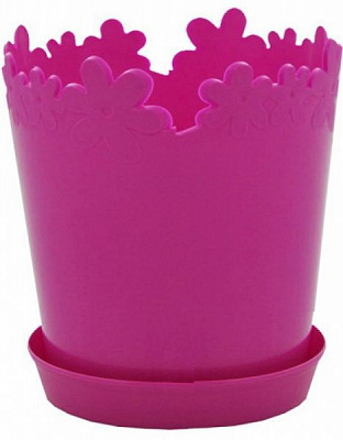 Горшок пластиковый Алеана Лютик круглый 0,9л розовый (115058) 