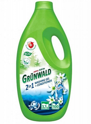 Гель для машинной и ручной стирки Grunwald 2 в 1 с кондиционером 3,7 кг