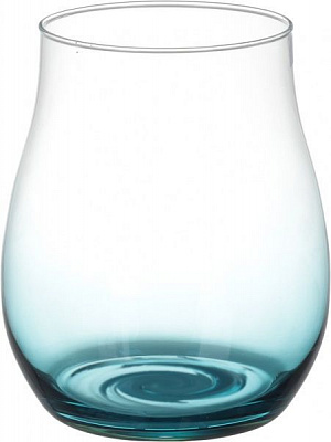 Ваза стеклянная бирюзовая Омбре, d18хh18 см Wrzesniak Glassworks