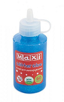 Клей для декорирования неон с блестками 60 мл синий Maxi MX61769