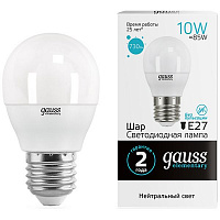 Лампа светодиодная Gauss Elementary 10 Вт G45 матовая E27 220 В 4100 К 