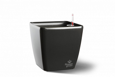 Вазон пластиковый пластик Quadrato 22x22x21 квадратный черный 5,4 л Plastkon (239862)