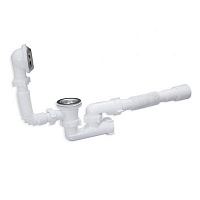 Сифон для ванны ScandiSPA прямоточный с ревизией выпуском и переливом 1 1/2 и Гофротрубы В0550
