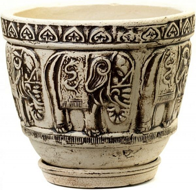 Горщик шамотний Слони №3 круглий 9л бежевий