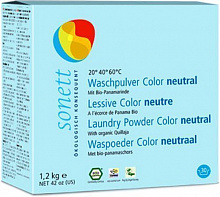 Пральний порошок для машинного та ручного прання Sonett Color нейтральна серія 1,2 кг