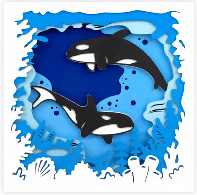 Набор для рисования картина 3D Косатки (N0003506) 30х30 см Rosa Talent 