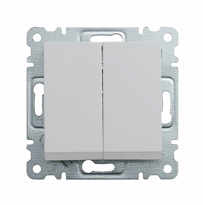 Механизм выключателя проходной двухклавишный Makel Karea без подсветки белый 57001026