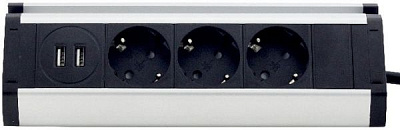 Розетка + USB подвійна у розетку із заземленням ElectroHouse без шторок без кришки сріблястий EH-AR-307