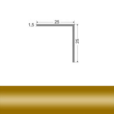 Профиль алюминиевый универсальный для плитки ТІS 25x25x2700 золото