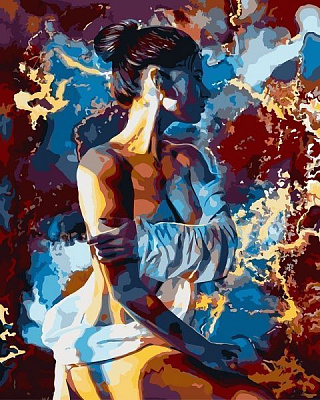 Картина по номерам Силуэт 2 с золотой краской Идейка 