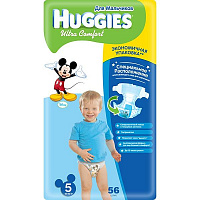 Подгузники Huggies Ultra comfort 5 12-22 кг 56 шт. для мальчика