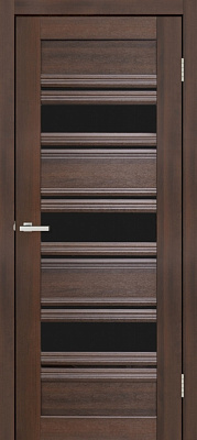 Дверное полотно ОМиС Dora 03 ПО черное стекло 900 мм каштан европейский